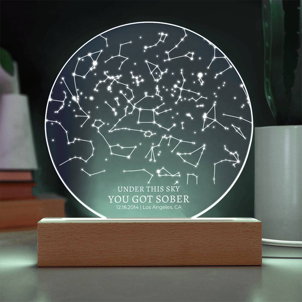 Sobriety Date Custom Star Map Sobriety Gift For Him For Her Recovery Gift Addiction Recovery 1 Year Sober Gift Sober Anniversary Gift Women