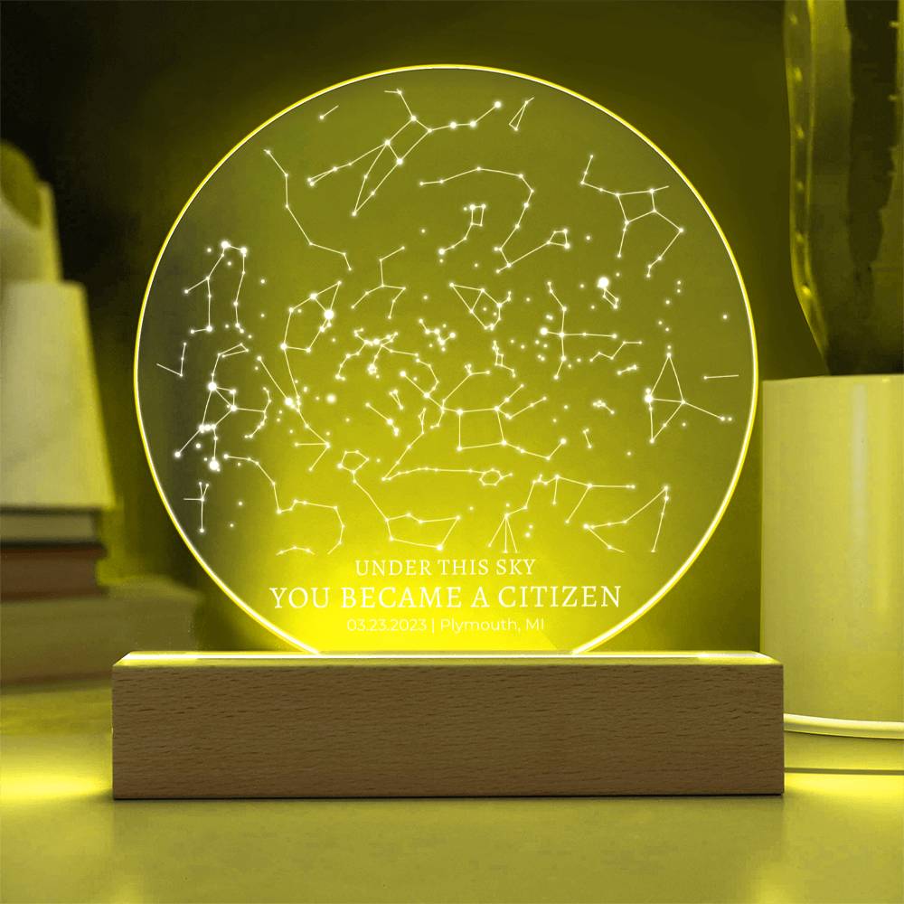 Gift For New Citizen Star Map By Date LED Plaque