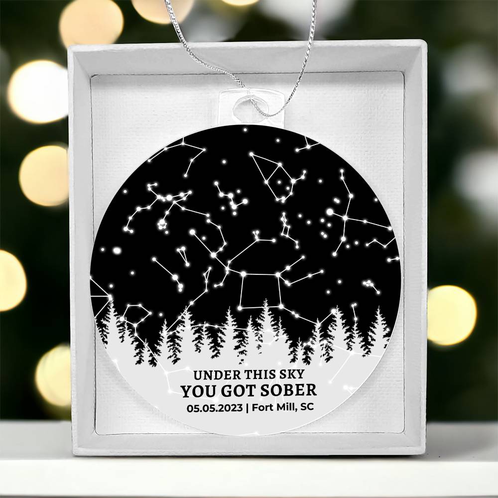 Addiction Recovery Star Map Ornament, Sober Anniversary Christmas Gift for Dad, Mom, Sister, Brother, Boyfriend, Husband, Wife, Girlfriend