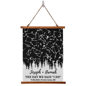 Custom Night Sky Print, Rustic Wedding Gift, Personalized Star Map By Date Forest Sky Print, Custom Rustic Wedding Gift, Under These Stars