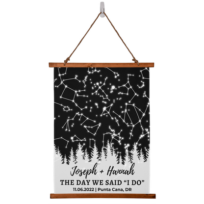 Custom Night Sky Print, Rustic Wedding Gift, Personalized Star Map By Date Forest Sky Print, Custom Rustic Wedding Gift, Under These Stars