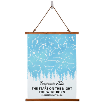 Personalized Birthday Star Map By Date, Customized Gift for Nursery, Girl, Daughter, Boy, Him, Baby Shower, Dad, Mom, Her, Birthday