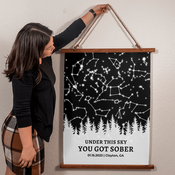 Sobriety gifts, sobriety anniversary sobriety card, sober gift, 1 year sober Custom Star Map By Date Sober Birthday Gifts for Women Recovery Gift For Men Him,
