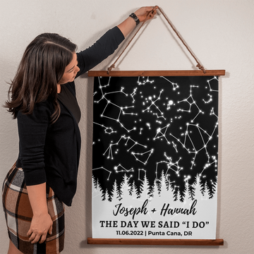 Custom Night Sky Print, Rustic Wedding Gift, Personalized Star Map By Date Forest Sky Print, Custom Rustic Wedding Gift, Under These Stars