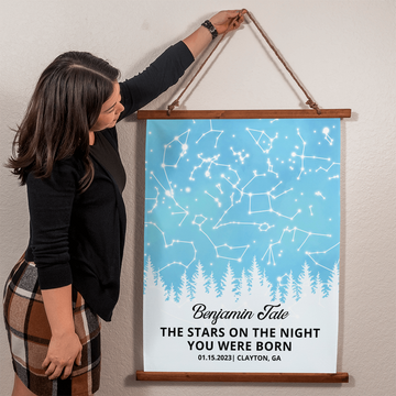 Personalized Birthday Star Map By Date, Customized Gift for Nursery, Girl, Daughter, Boy, Him, Baby Shower, Dad, Mom, Her, Birthday