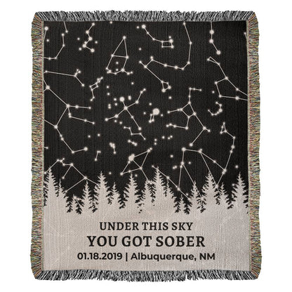 Sober Birthday Custom Star Map By Date Woven Blanket Personalized Soberversary Gift Sobriety Gift for Women Gift for Men