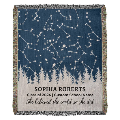 Personalized Graduation Gift for Her Woven Blanket