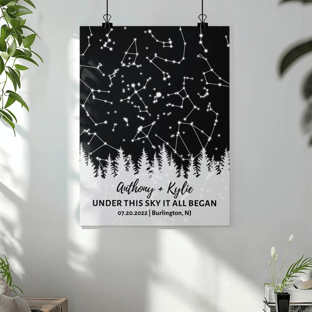 Star Map By Date Digital Download and Print