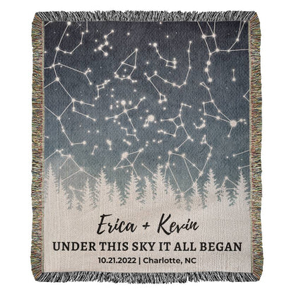 Custom Star Map By Date Blanket With Name | Personalized Throw Blanket For Adults | Personalized Gift For Home | Christmas Gift