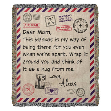 Personalized Mom Blanket | Custom Mom Gift for Mom from Daughter or Son, Christmas Gift, Birthday Gift, Mother's Day Gift Cotton Throw with Name