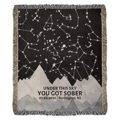 Sober Anniversary Custom Star Map By Date Blanket, Sobriety gifts, Sobriety Anniversary, Birthday, Christmas Encouragement Gift