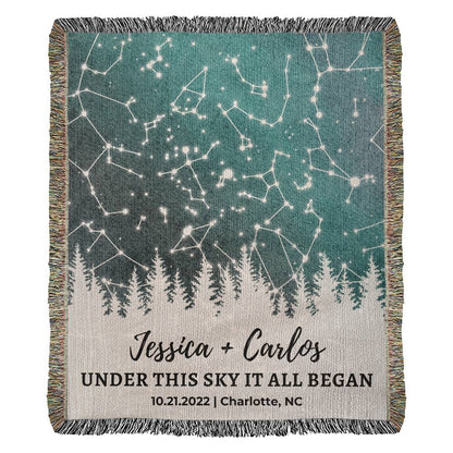 Custom Star Map Blanket With Name | Personalized Throw Blanket For Adults | 2nd Anniversary | Personalised Throw Blanket