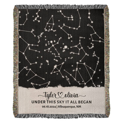 Cotton Anniversary Gift Constellation Map Blanket | Star Map By Date Wedding Gift for Daughter or Son Wedding Gift