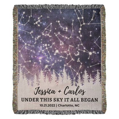 Stars The Night We Met Custom Star Map Blanket - Unique Christmas Gift, Star Map By Date Anniversary Gift, Night Sky Print Personalized Gift