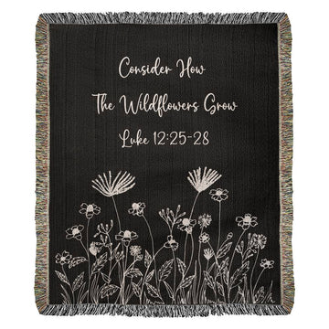 Consider How The Wildflowers Grow Woven Throw Blanket, Bible Verse Tapestry, Christian Tapestry, Christian Blanket, Scripture Gifts For Her