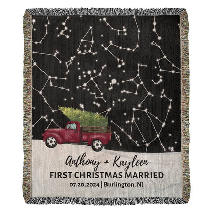 1st Christmas Married Keepsake Star Map By Date Blanket | Personalized Newlywed Gift, Newly Wed Gift