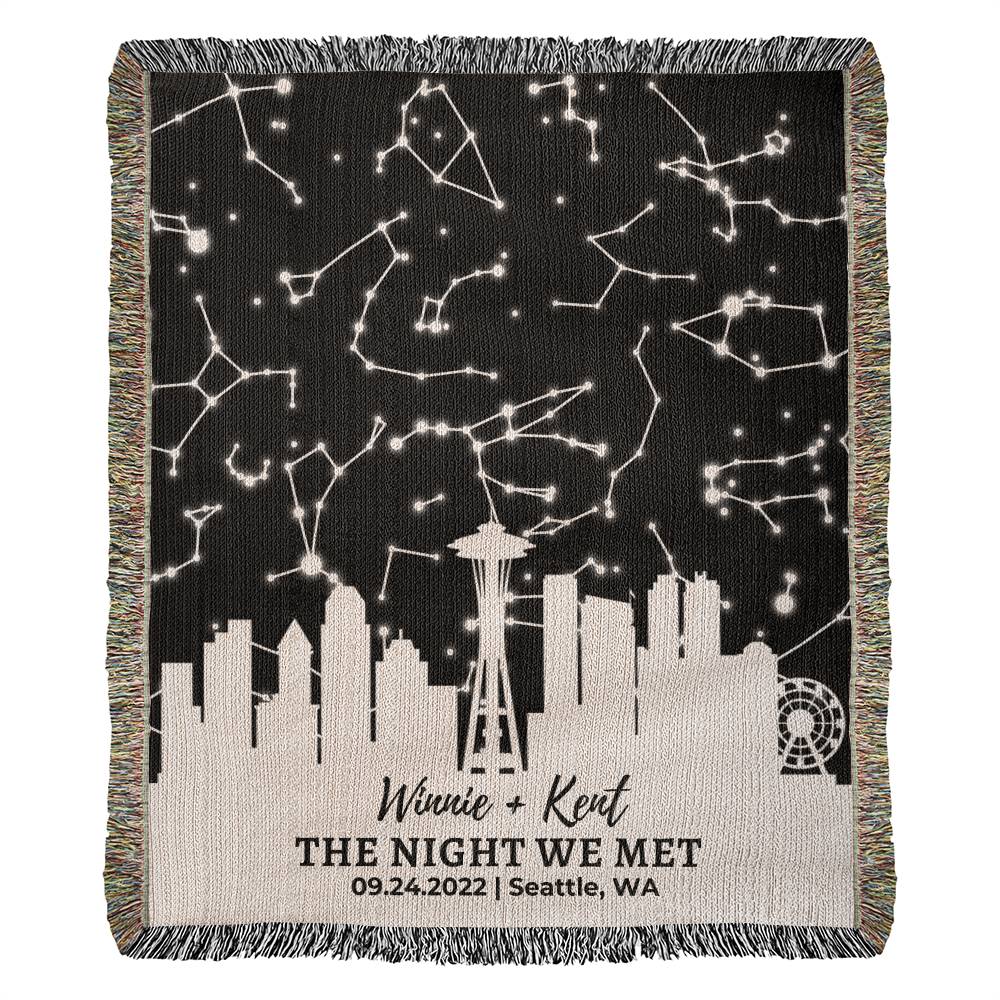 The Night We Met Personalized Blanket for Couple, Custom Throw Blanket, Personalized Gift for Him or Her 2nd Anniversary Gift, Cotton Anniversary Gift