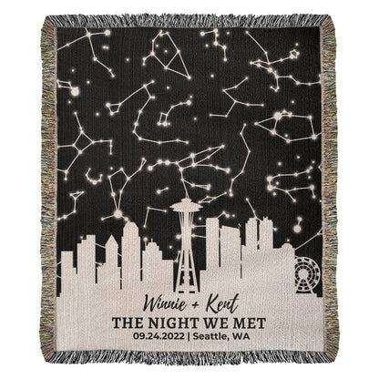 The Night We Met Personalized Blanket for Couple, Custom Throw Blanket, Personalized Gift for Him or Her 2nd Anniversary Gift, Cotton Anniversary Gift