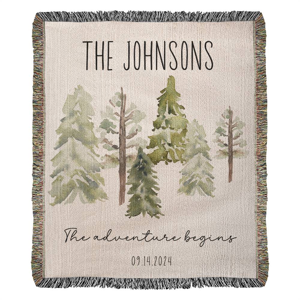 Bride & Groom Tree Wedding Gift | Unique Anniversary Present, Personalized Romantic Blanket Cotton Anniversary Gift