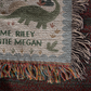 Dinosaur Personalized Throw Blanket: Woven Cotton Throw, Cute Stegosaurus Brontosaurus Triceratops, Colorful Kids Teen Bedroom, Christmas