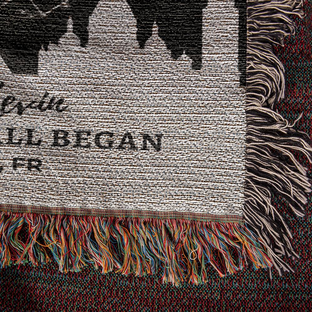 Personalized Anniversary Star Map Blanket - Custom Cotton Heirloom Gift for Christmas, Weddings, Birthdays – 100% Cotton Woven Blanket with City Skyline Design