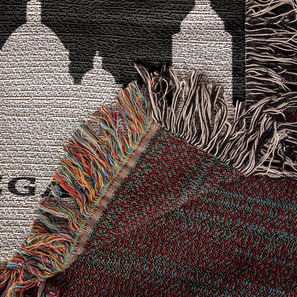 Personalized Anniversary Star Map Blanket - Custom Cotton Heirloom Gift for Christmas, Weddings, Birthdays – 100% Cotton Woven Blanket with City Skyline Design