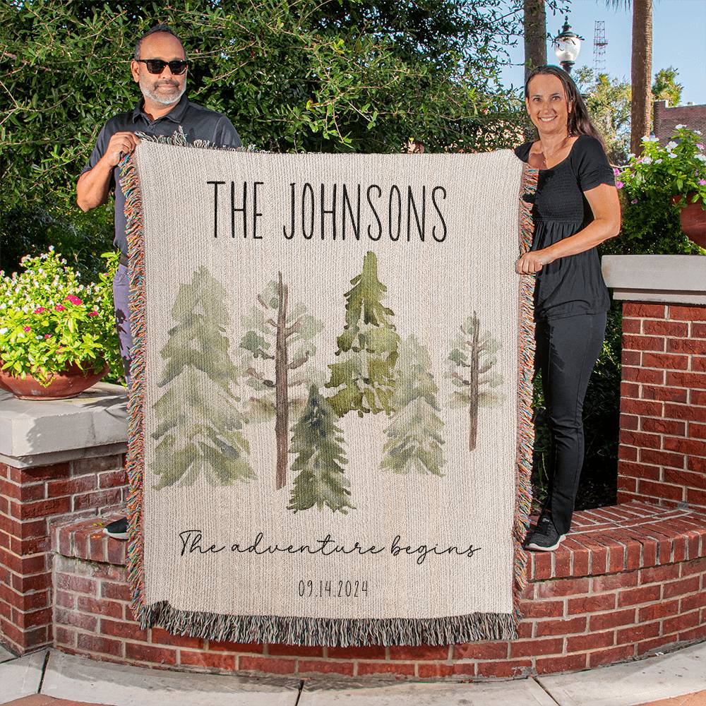 Bride & Groom Tree Wedding Gift | Unique Anniversary Present, Personalized Romantic Blanket Cotton Anniversary Gift