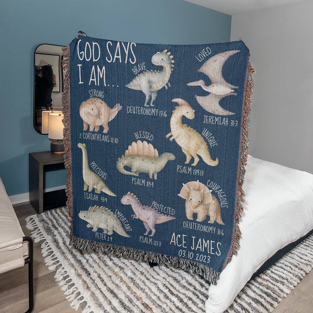 Personalized God Says I Am Baby Blanket, Bible Verse Baptism Gift, Christian Blanket, Custom Name & Date, Baby Shower, Confirmation, Birthday