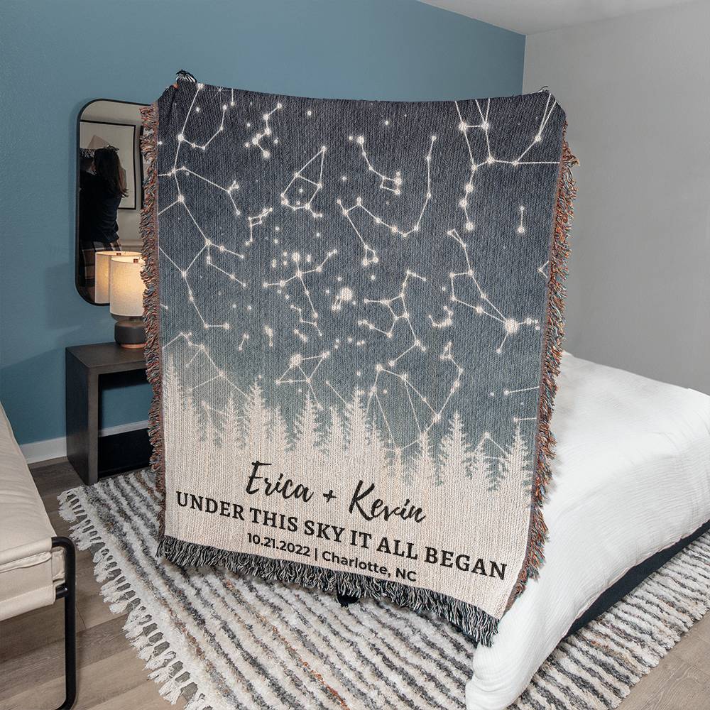 Custom Star Map By Date Blanket With Name | Personalized Throw Blanket For Adults | Personalized Gift For Home | Christmas Gift