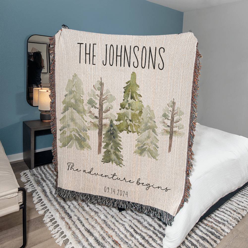 Bride & Groom Tree Wedding Gift | Unique Anniversary Present, Personalized Romantic Blanket Cotton Anniversary Gift