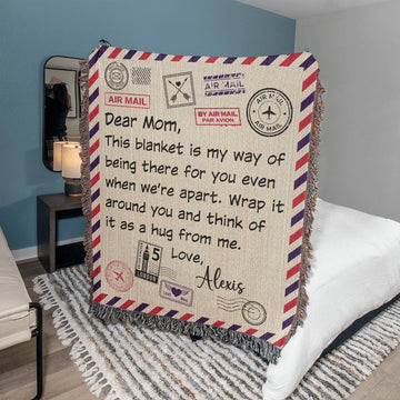 Personalized Mom Blanket | Custom Mom Gift for Mom from Daughter or Son, Christmas Gift, Birthday Gift, Mother's Day Gift Cotton Throw with Name
