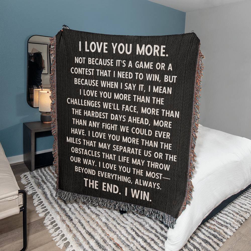 I LOVE YOU MORE Cotton Anniversary Gift Blanket For Girlfriend For Boyfriend For Wife For Husband First 2nd Anniversary Gift Valentines Gift