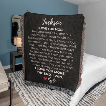 I LOVE YOU MORE Cotton Anniversary Gift Blanket – Romantic Gift for Wife, Husband, Girlfriend, Boyfriend – Perfect for 1st, 2nd Anniversary or Valentine's Day