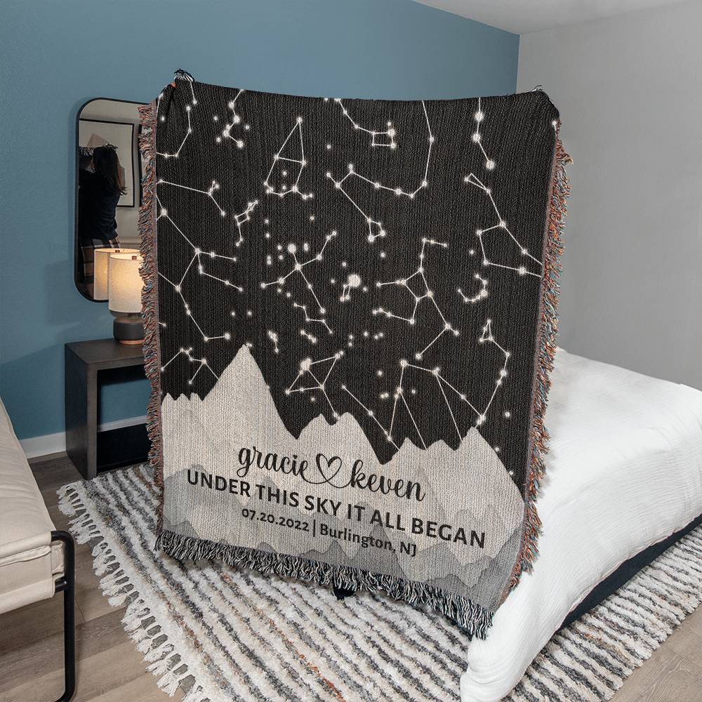 Cotton Anniversary Star Map By Date Blanket Fiance Gifts For Him Valentines Day Gift For Husband New Husband Gift Romantic Gift For Him Engagement Gift