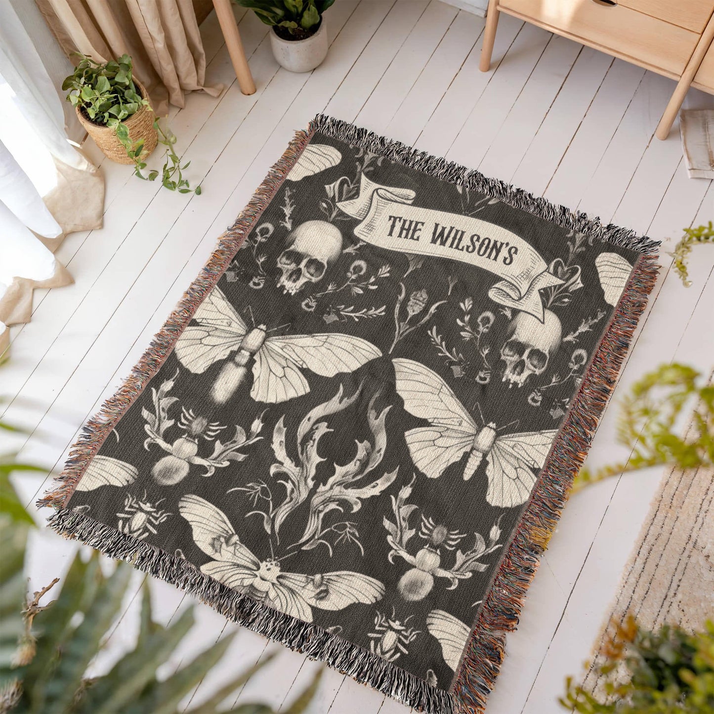 Personalized Gothic Couple Blanket - Dark Romance Anniversary Gift - Gothic Wedding Decor - Gothic Home Decor - Spooky Gift for Him/Her
