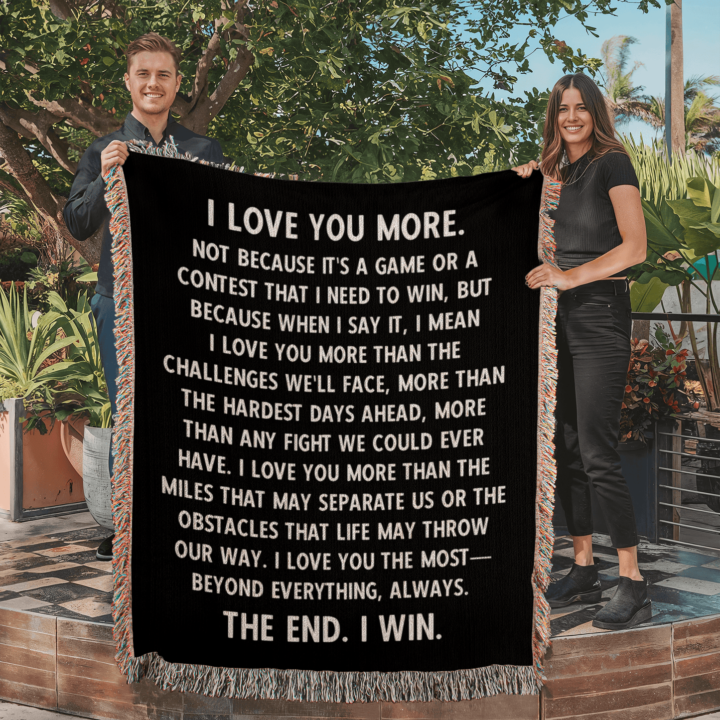 I LOVE YOU MORE Cotton Anniversary Gift Blanket For Girlfriend For Boyfriend For Wife For Husband First 2nd Anniversary Gift Valentines Gift