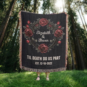Personalized Wedding Tapestry | Custom Last Name Gift Blanket Wedding Monogram Couple Keepsake Blanket Anniversary Mr And Mrs Initials