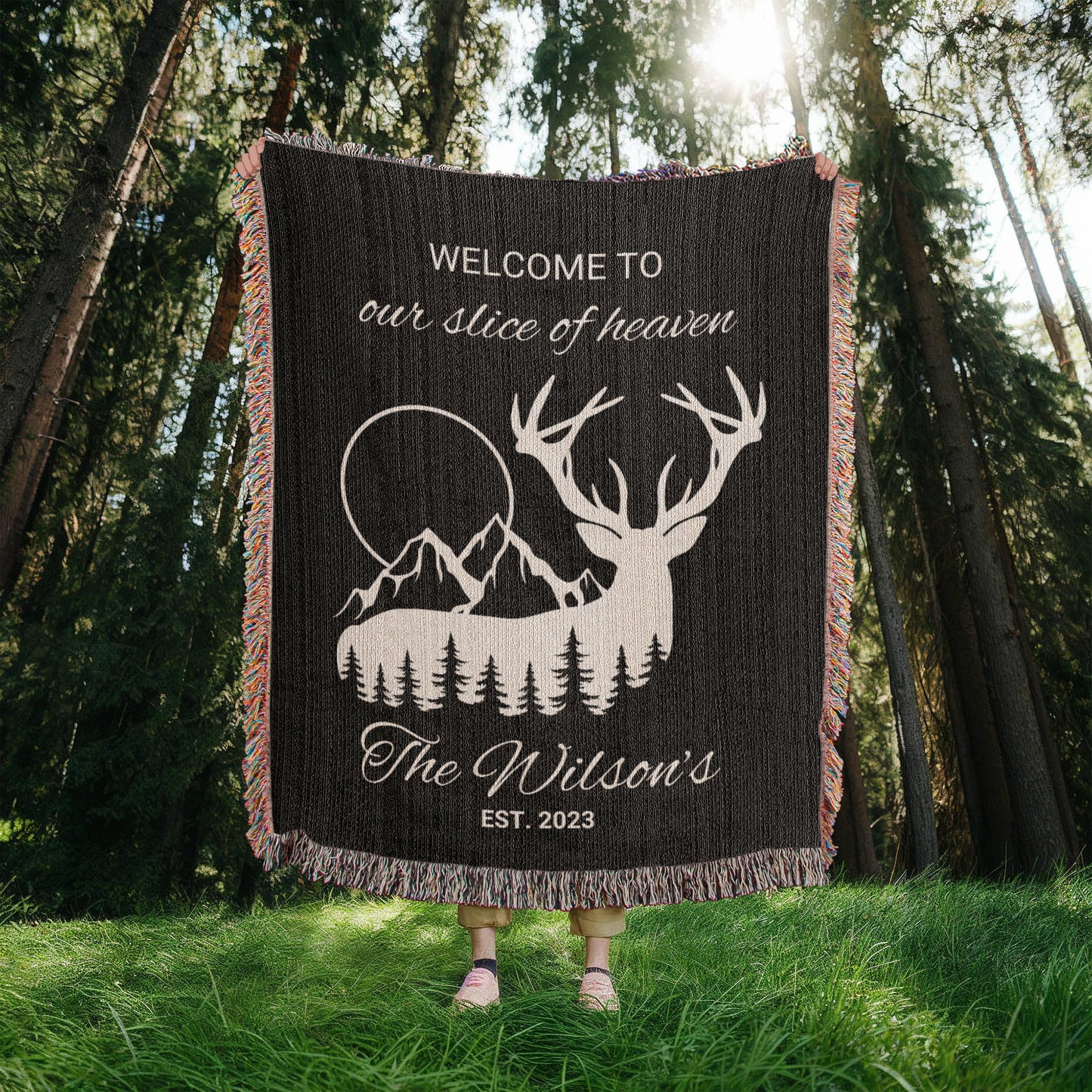 Personalized Blanket Cabin Decor | Rustic Home Decor | Hunter Gift | Hunting Decor Rustic Home Decor Anniversary Tapestry