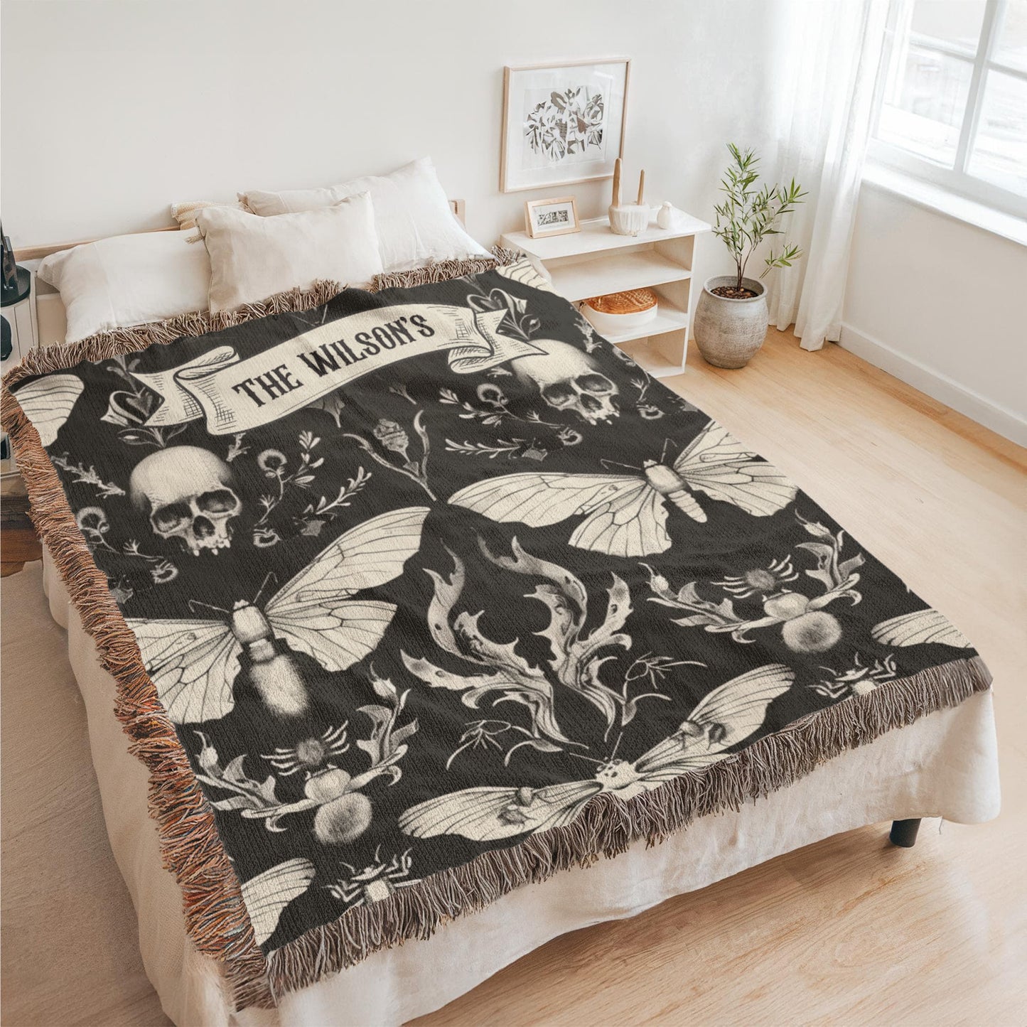 Personalized Gothic Couple Blanket - Dark Romance Anniversary Gift - Gothic Wedding Decor - Gothic Home Decor - Spooky Gift for Him/Her