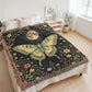 Witchy Luna Moth Blanket, Cottagecore & Dark Academia Throw, Goblincore Tapestry, Witchy Decor, Mystical Moth and Moon Lover Gift