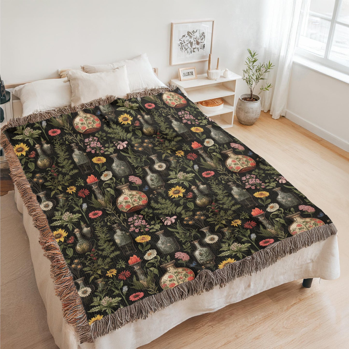 Apothecary Blanket, Cottagecore Blanket, Herbs and Spices, Apothecary Gift, Herbalist Gift, Throw Blanket Herbalist Gift, Witchy Blanket