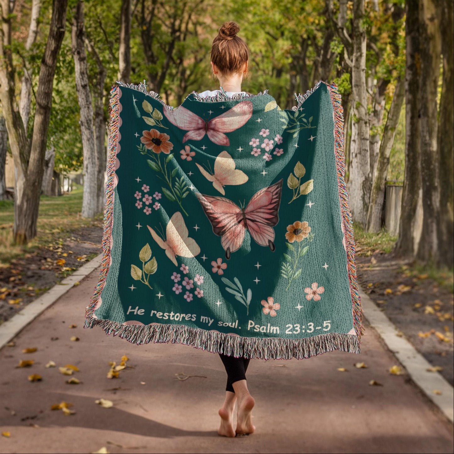 Personalized Bible Verse Blanket with Butterflies, Custom Scripture Throw, Faith Gift for Her, Religious Home Décor, Christian Keepsake