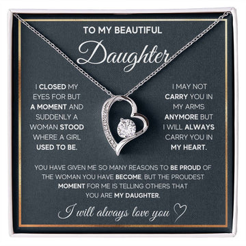 To My Beautiful Daughter | Heart Necklace Gift from Mom or Dad