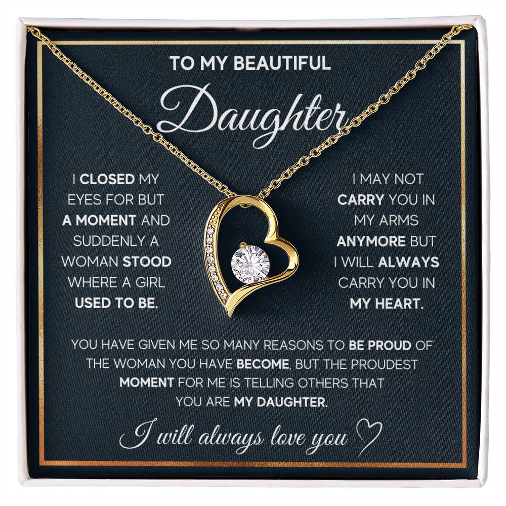 To My Beautiful Daughter | Heart Necklace Gift from Mom or Dad