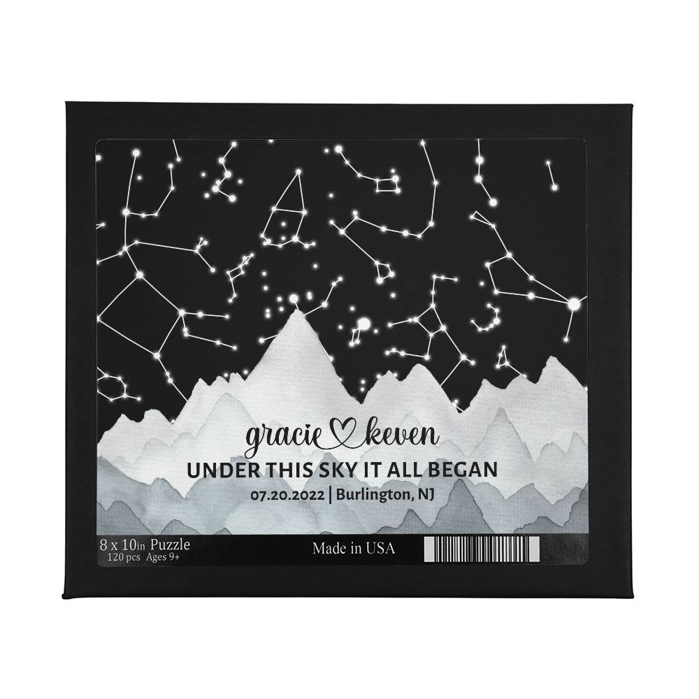 Personalized Star Map Puzzle Paper Anniversary Gift, Wedding Gift for Couple, Unique Couples Gifts for Husband or Wife