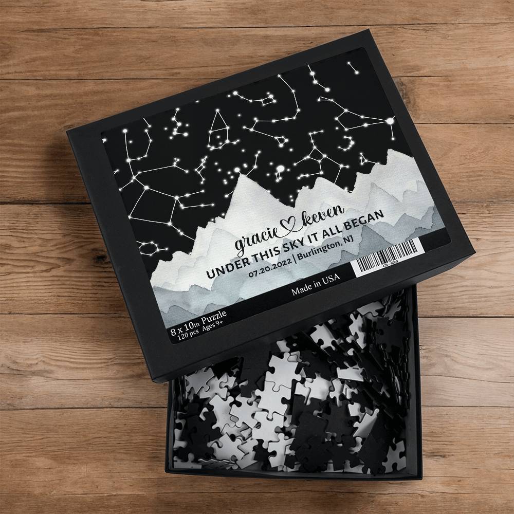 Personalized Star Map Puzzle Paper Anniversary Gift, Wedding Gift for Couple, Unique Couples Gifts for Husband or Wife