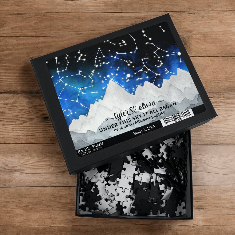 Custom Star Map by Date, Star Map Puzzle, Personalized Constellation Map, Night Sky by Date, Engagement Gift for Him and Her