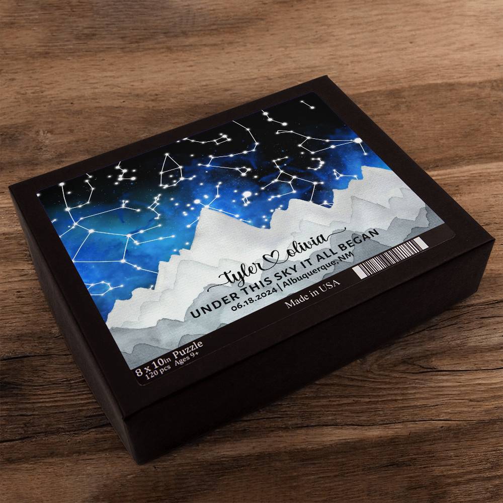 Custom Star Map by Date, Star Map Puzzle, Personalized Constellation Map, Night Sky by Date, Engagement Gift for Him and Her