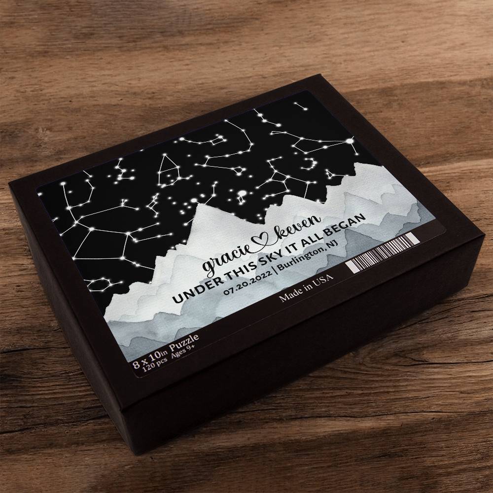 Personalized Star Map Puzzle Paper Anniversary Gift, Wedding Gift for Couple, Unique Couples Gifts for Husband or Wife