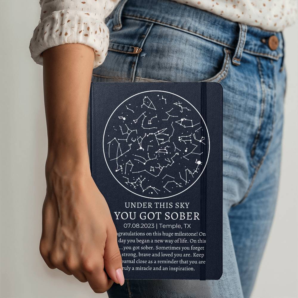 Personalized Star Map By Date Sober Anniversary Journal